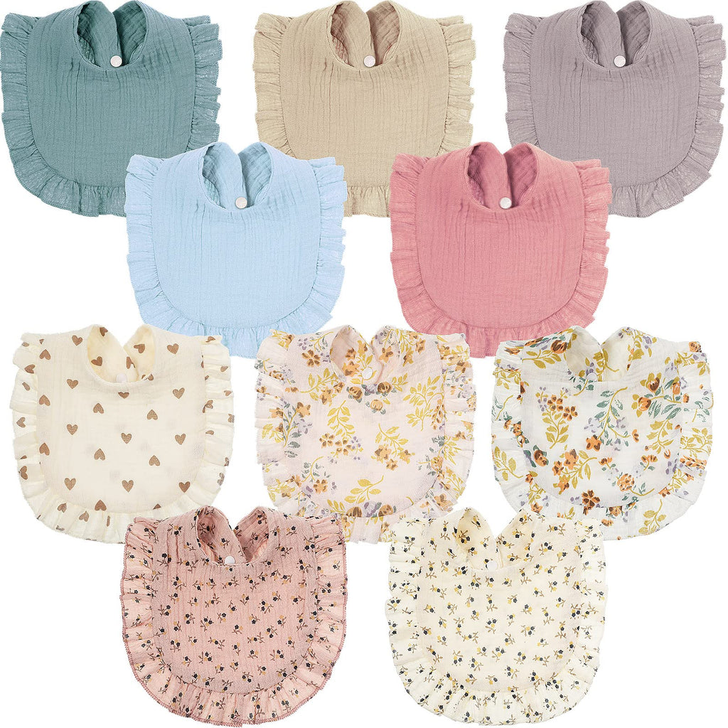 10 - Piece Muslin Baby Bib Set